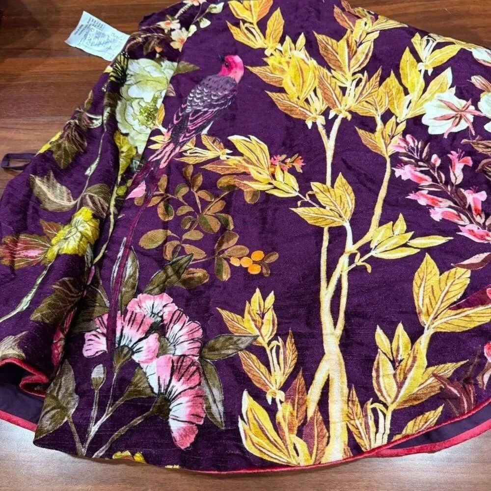 Anthropologie Mika Tree Skirt Floral Velvet NEW